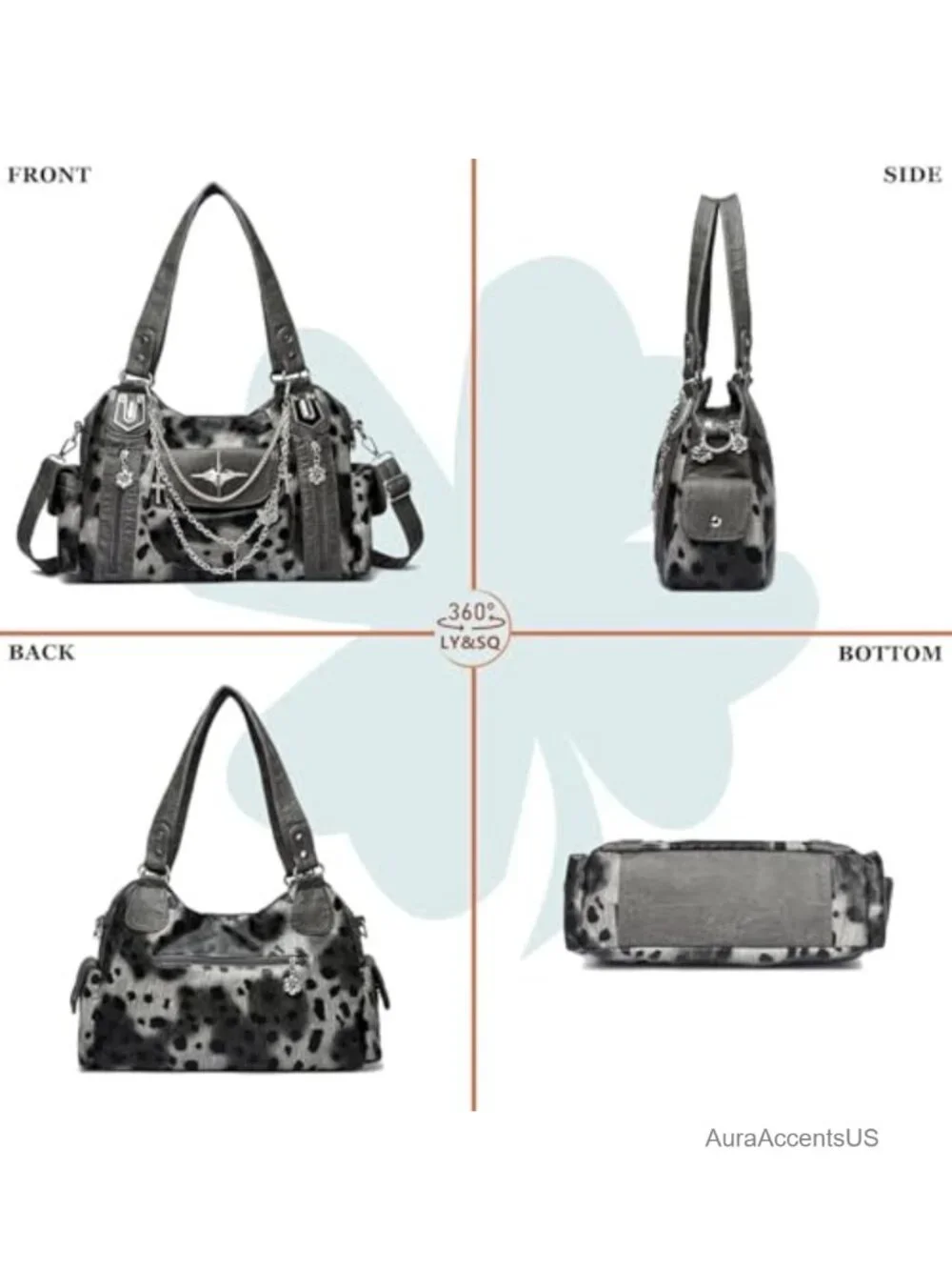 Faux Leather Y2K Hobo Bag Punk Tote Women Gothic Satchel Purse